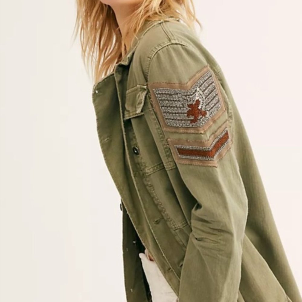 Free People embellished military shirt jacket shacket